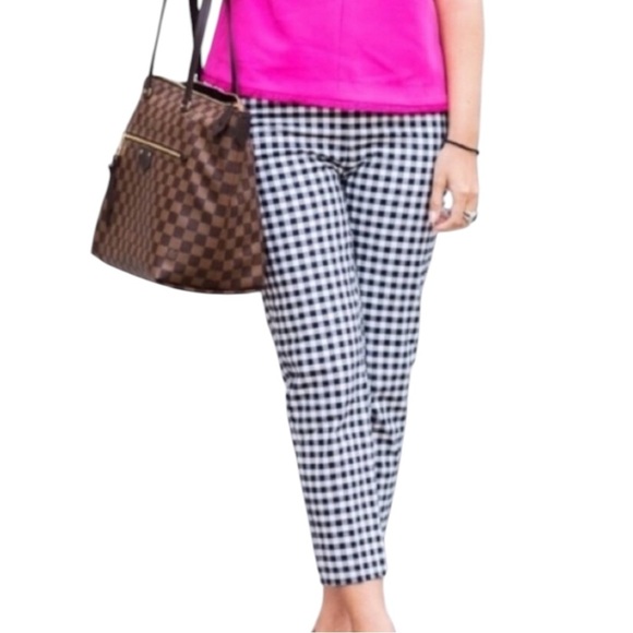 🌺VICTORIA BECKHAM for Target Gingham Crop Cotton Pants in Black/White Size 10🌺 - Picture 1 of 9